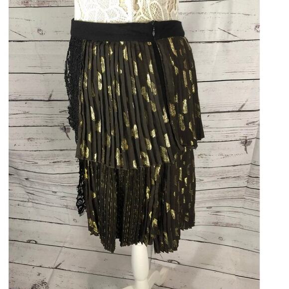 Anthropologie Soho Mini Skirt by Harlyn, pleated tiered in black size medium - Picture 7 of 12